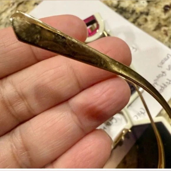 Dior Cream and Gold Square Sunglasses with Case - Picture 5 of 6